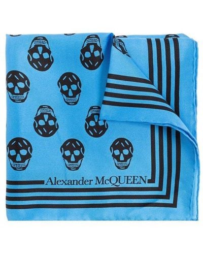 Alexander McQueen Silk Scarf, - Blue