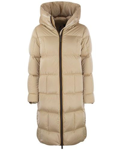 K-Way Orlin Long Hooded Down Jacket - Natural