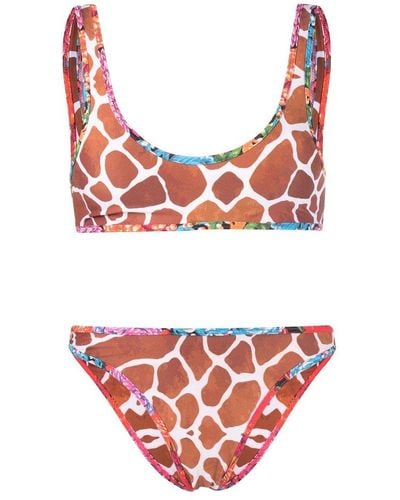 Reina Olga Giraffe Print Two-piece Bikini Set - Pink