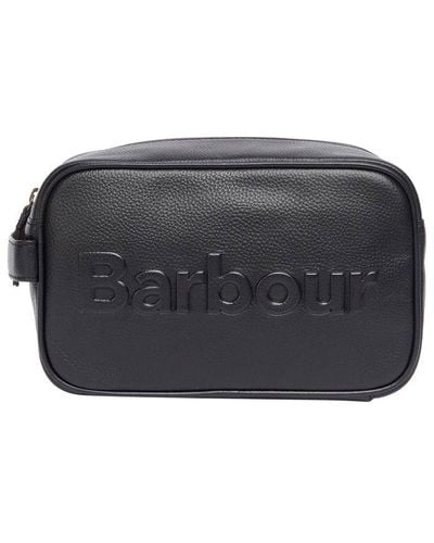 Barbour Logo Embossed Zipped Clutch Bag - Gray