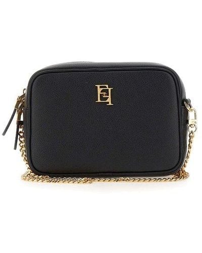 Elisabetta Franchi Logo Plaque Zipped Camera Bag - Black