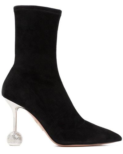 Aquazzura Yes Darling 95 Suede Ankle Boots - Black