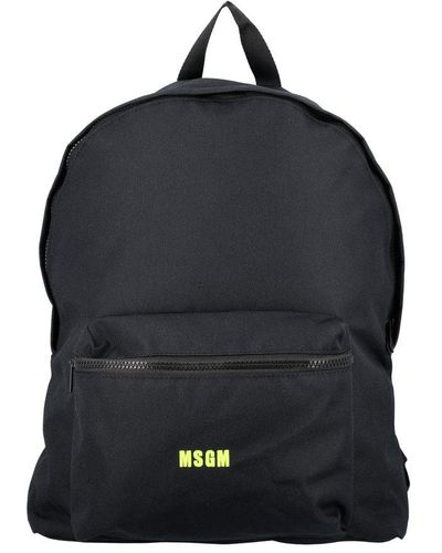 MSGM Logo Embroidered Zipped Backpack - Black