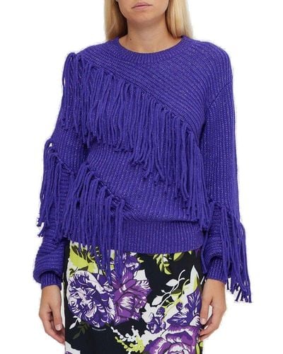 Marco Bologna Fringed Knit Jumper - Purple