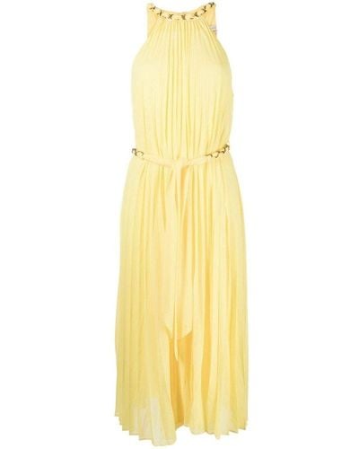 Zimmermann Chain-link Pleated Halterneck Dress - Yellow