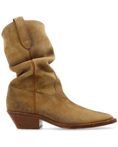 Maison Margiela Tabi Ruched Western Boots - Brown