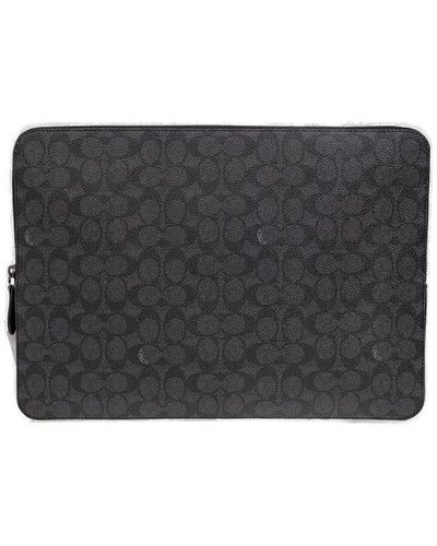 COACH Monogram Print Laptop Case - Black