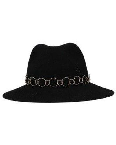 Maison Michel Henrietta Embellished Fedora Hat - Black
