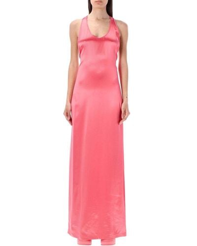 Fendi Satin Long Dress - Pink