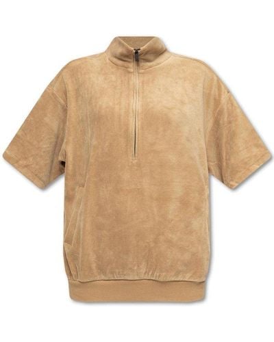 Fear of God ESSENTIALS Short-sleeved Velour Sweatshirt - Natural