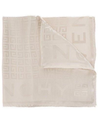 Givenchy Silk Scarf With Logo, - Natural