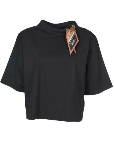 Herno Scarf Embellished Stretched T-shirt - Black