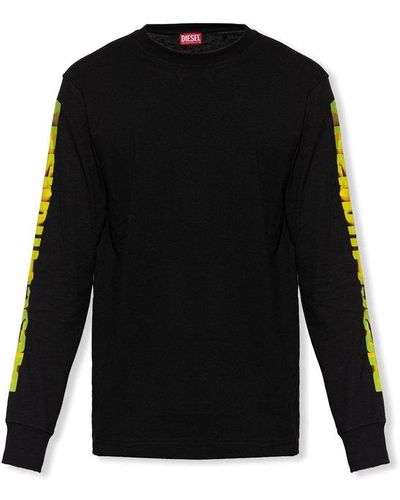 DIESEL 't-just-ls-l1' T-shirt With Long Sleeves, - Black