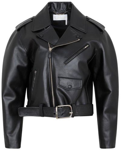 Chloé Zipped Leather Jacket - Black