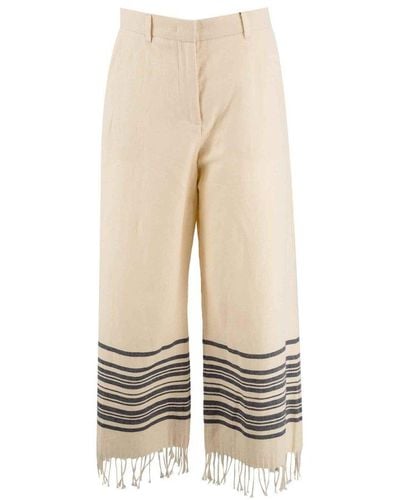 Weekend by Maxmara Straight-fit Trousers In Linen And Cotton - Natural