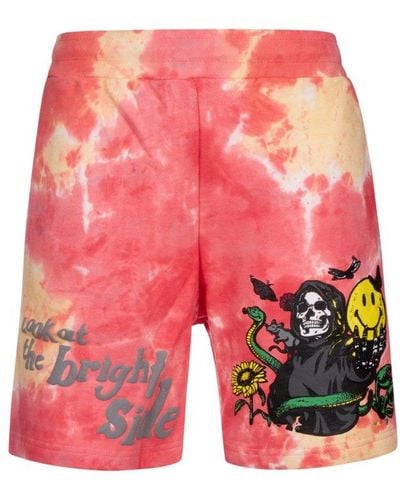 Market Smiley Look At The Bright Side Tie-dyed Sweatshorts - Red