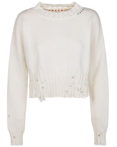 Marni Cropped Roundneck Jumper - White