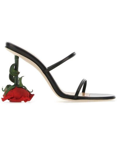 Loewe Rose Heel Sandals - Black