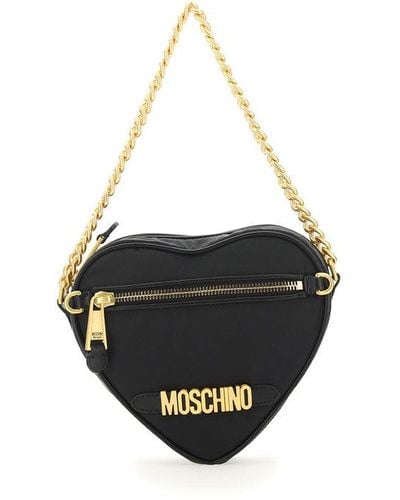 Moschino Logo Plaque Heart Shape Tote Bag - Black