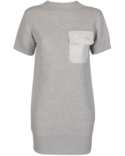 Sacai Contrast Check Pocket Dress - Grey