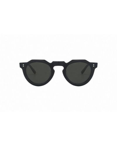 Lesca Pica Round Frame Sunglasses - Black