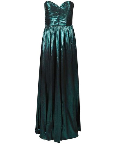 retroféte Ezri Pleated Metallic Effect Maxi Dress - Green