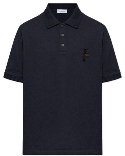 Ferragamo Logo Embroidered Polo Shirt - Blue