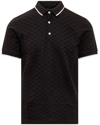 Emporio Armani Logo-jacquard Regular-fit Cotton Polo Shirt X - Black
