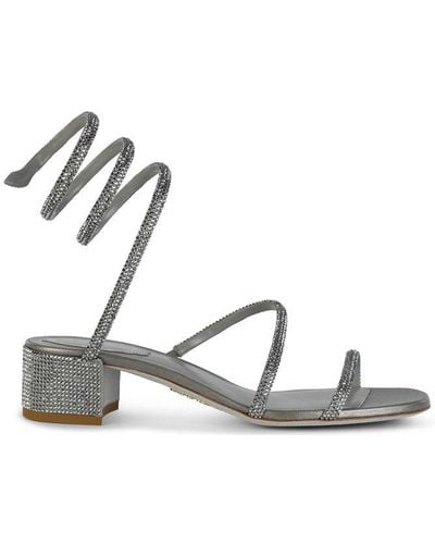 Rene Caovilla Cleo Embellished Ankle Strap Sandals - Metallic
