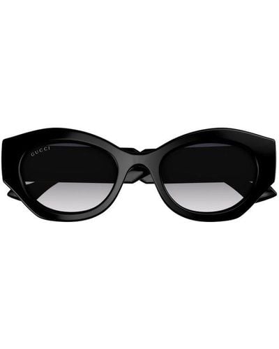 Gucci La Piscine Oval Frame Sunglasses - Black