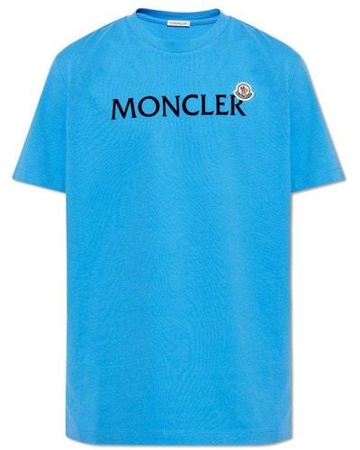 Moncler T-shirt With Logo, - Blue