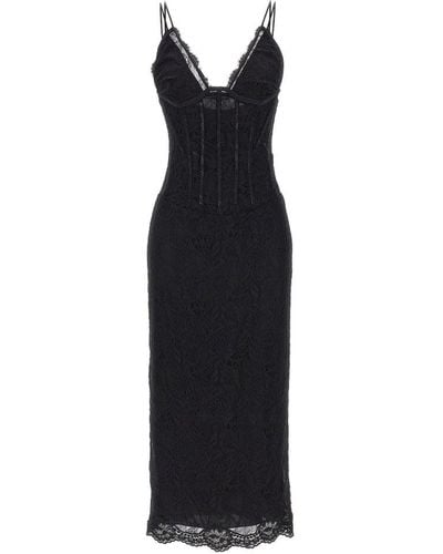 Dolce & Gabbana Lace Calf-length Slip Dress - Black