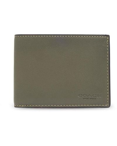 COACH Leather Wallet, - Green