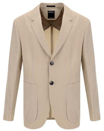 Zegna Single-breasted Tailored Blazer - Natural