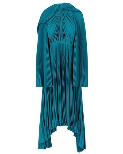 Balenciaga Knotted Draped Dress - Blue