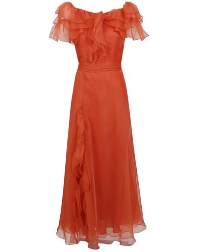 Ralph Lauren Sanjar Short Sleeve Gown - Red