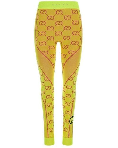 Gucci Monogram Jacquard Leggings - Yellow