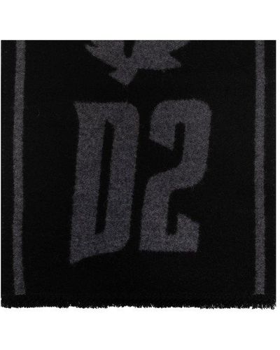DSquared² Scarf With Logo, - Black
