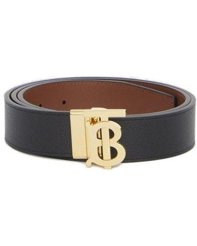 Burberry Tb Reversible Belt In Leather - White