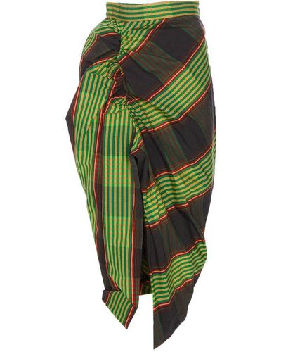 Vivienne Westwood Tartan Asymmetric Midi Skirt - Green
