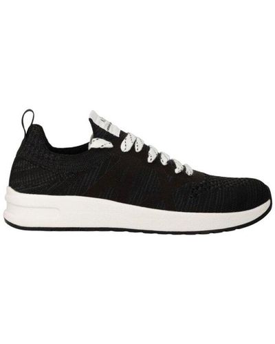 Armani Exchange Logo-lacquard Lace-up Knitted Trainers - Black