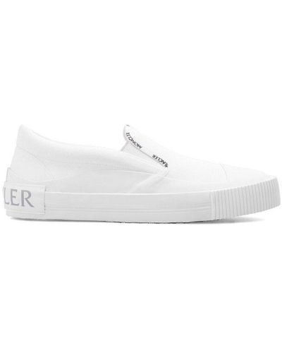 Moncler Glisserie Logo Printed Slip-on Sneakers - White