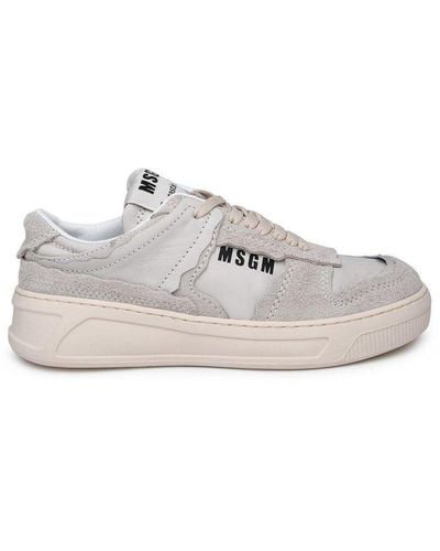 MSGM Logo Printed Panelled Trainers - White