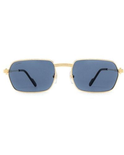 Cartier Rectangle Frame Sunglasses - Blue
