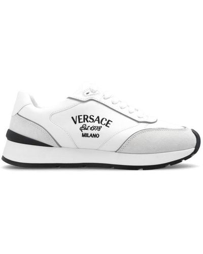 Versace Milano Logo-embroidered Paneled Sneakers - White
