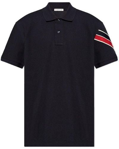 Moncler Logo Patch Short-sleeved Polo Shirt - Black