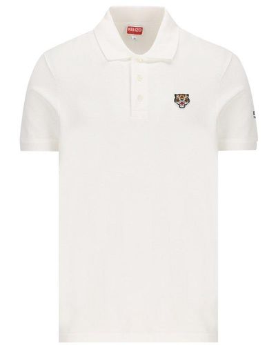 KENZO Lucky Tiger Embroidered Polo Shirt - White