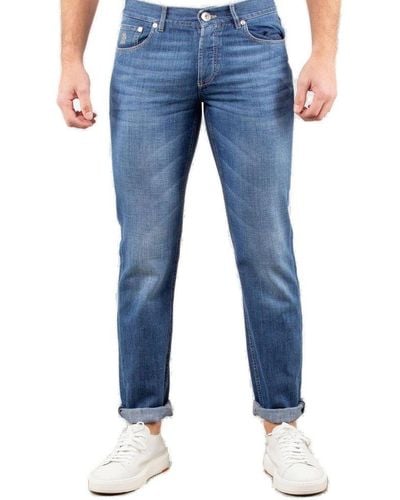 Brunello Cucinelli Logo-patch Straight-leg Jeans - Blue