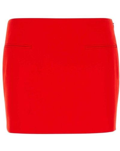 Ferragamo Red Wool Mini Skirt