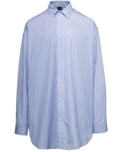Balenciaga Striped Long-sleeved Shirt - Blue